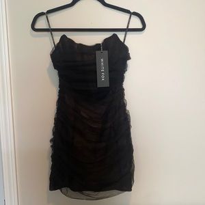 BRAND NEW Sheer black White Fox cocktail dress